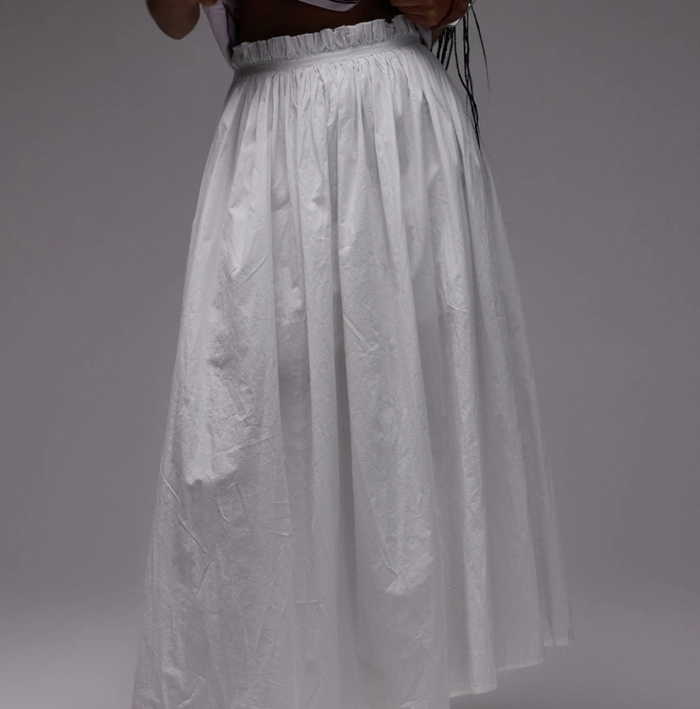 Topshop Laundered Crinkle Cotton Maxi Skirt